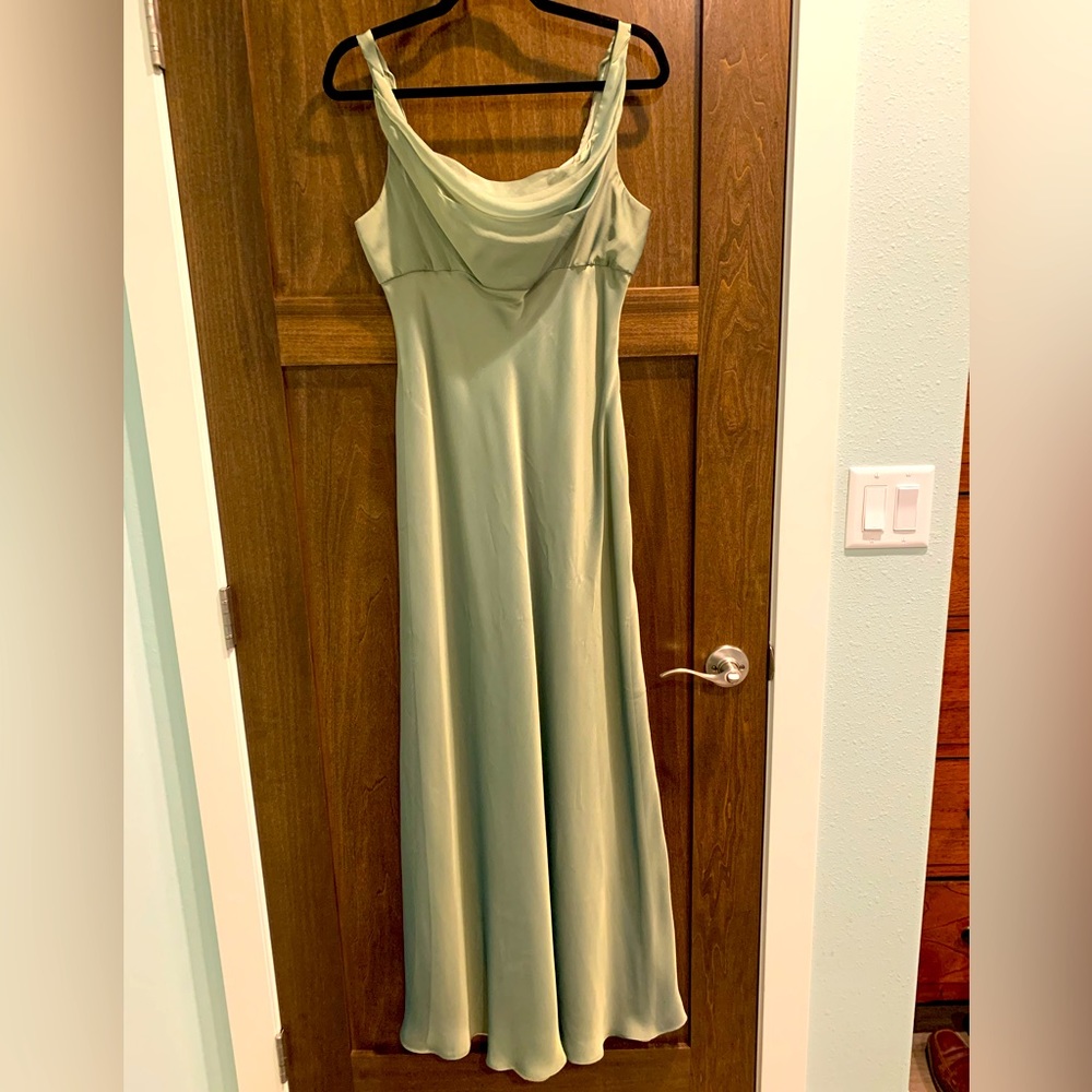 Iridescent sage green formal dress, size 12.